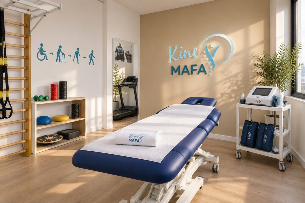 Table de soin et matériel du cabinet Kiné MAFA