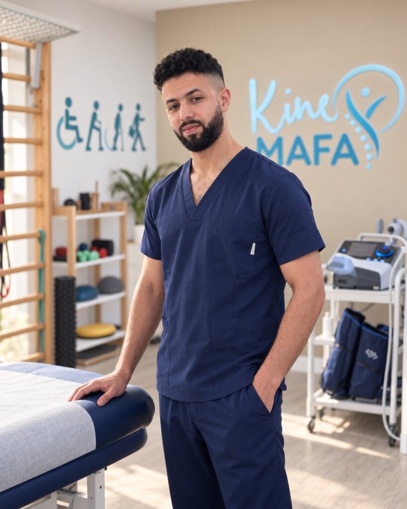 Youness Mafaman dans la salle de soin du cabinet Kiné MAFA